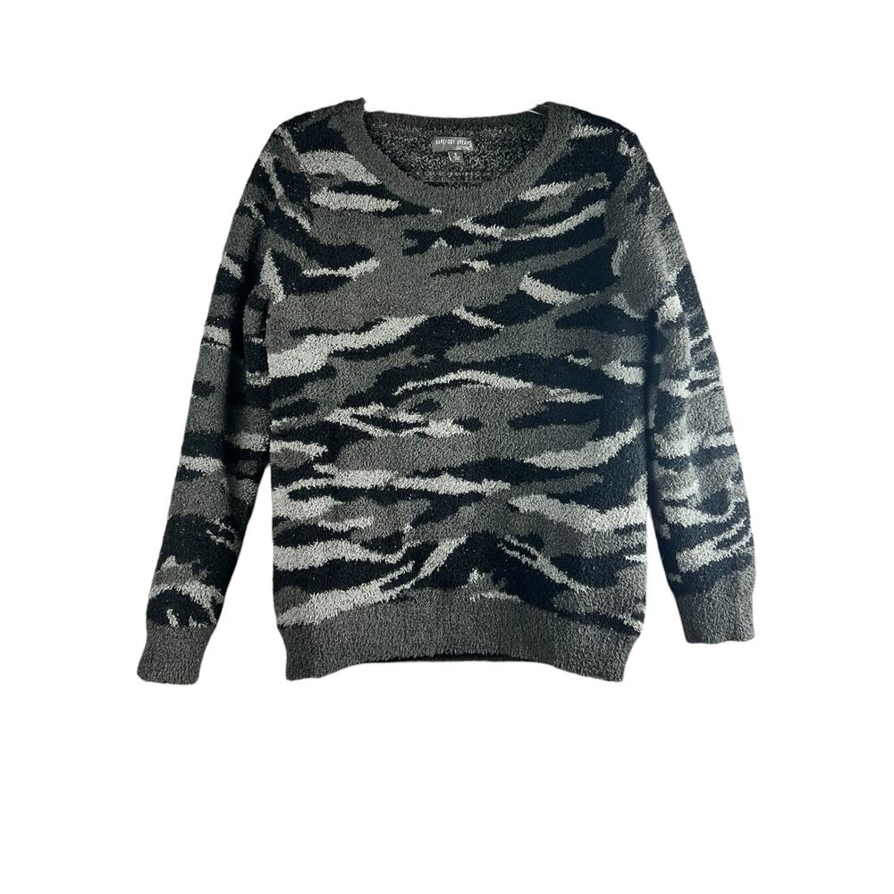 Barefoot Dreams Cozy Chic Camo Crewneck Sweater Black Grey S Loungecore Capsule - Picture 5 of 5